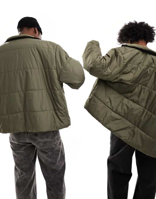 Green puffer bomber jacket on sale