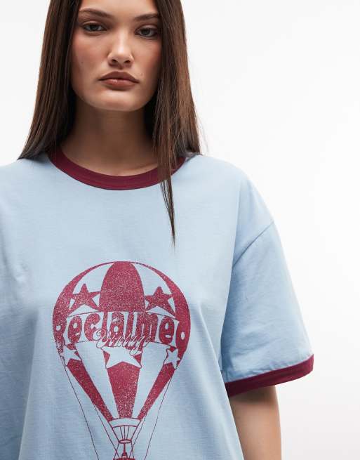 Reclaimed Vintage unisex oversized ringer T-shirt with hot air