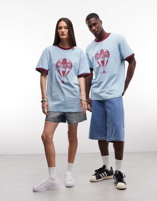 Reclaimed Vintage unisex oversized ringer T-shirt with hot air