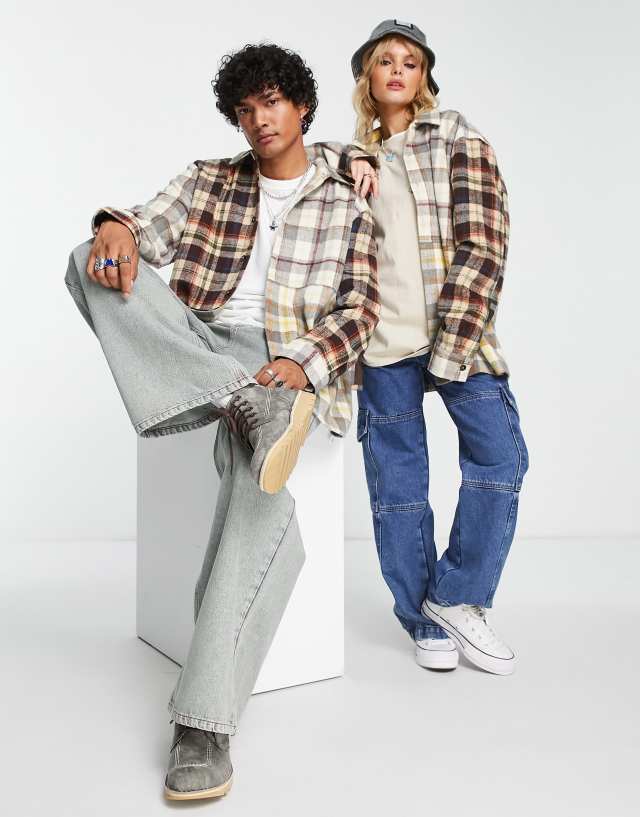 Reclaimed Vintage unisex oversized shacket in spliced check