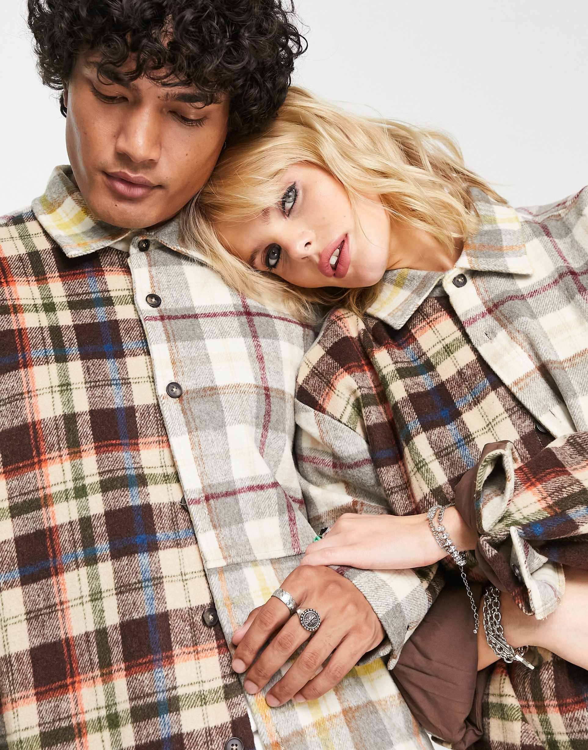 Reclaimed Vintage unisex oversized shacket in spliced check