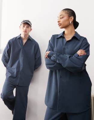 Reclaimed Vintage Unisex Oversized Shirt In Navy - Part Of A Set