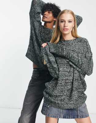 Reclaimed Vintage Unisex Oversized Sweater In Charcoal-multi