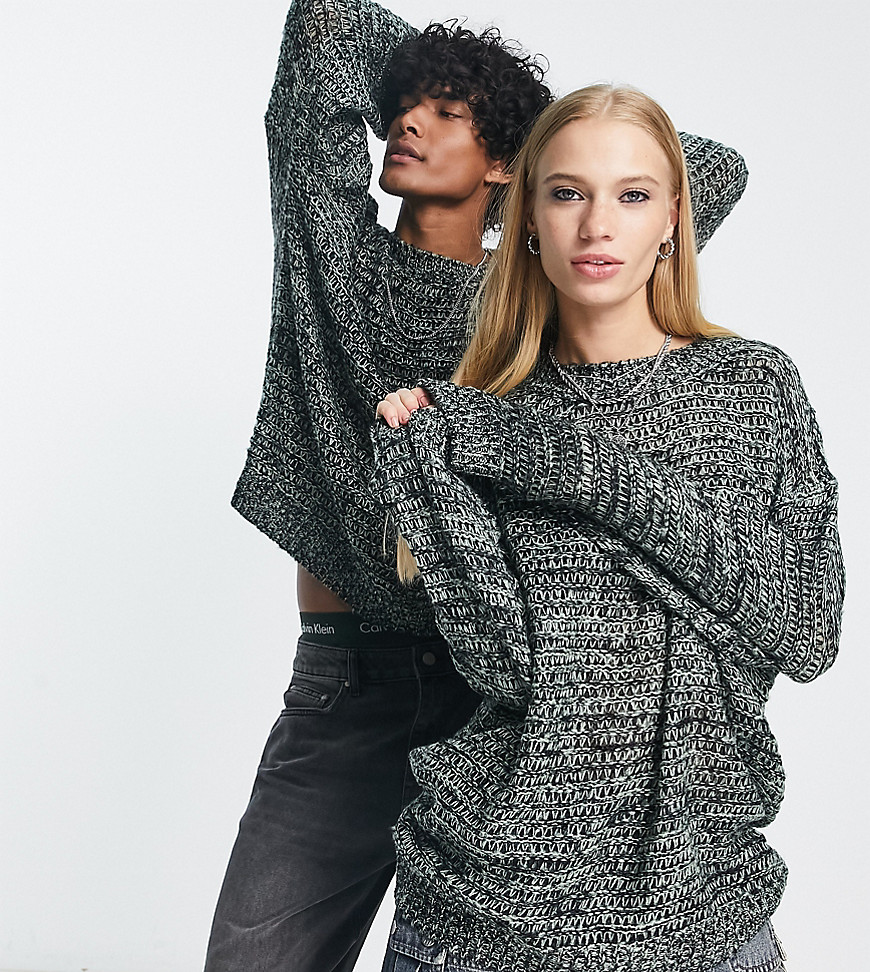 Reclaimed Vintage unisex oversized sweater in charcoal-Multi