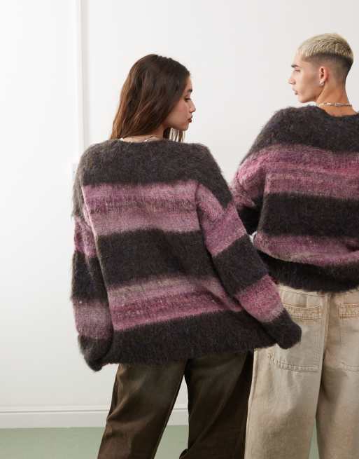 Reclaimed Vintage unisex oversized sweater in mixed twist stripe, 4 of 4