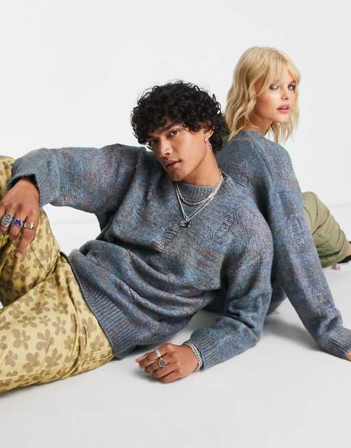 Reclaimed Vintage unisex oversized sweater with laddering in twist