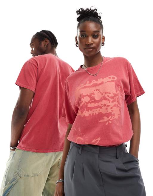 Reclaimed Vintage - Unisex - Oversized T-shirt med grafisk spray-print i rød