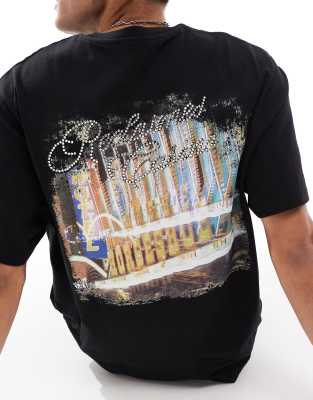 Reclaimed Vintage unisex oversized t shirt with back casino print in black