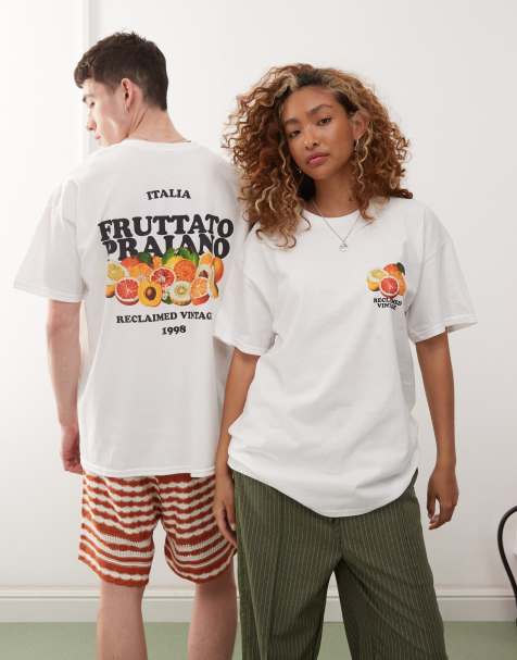 Reclaimed Vintage unisex oversized t-shirt with fruit back print in white - view 1