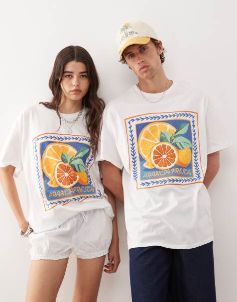 Reclaimed Vintage Unisex oversized t-shirt with fruit tile print in white - view 1