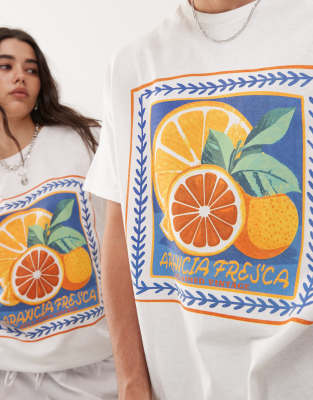 Reclaimed Vintage Unisex Oversized T-shirt With Fruit Tile Print