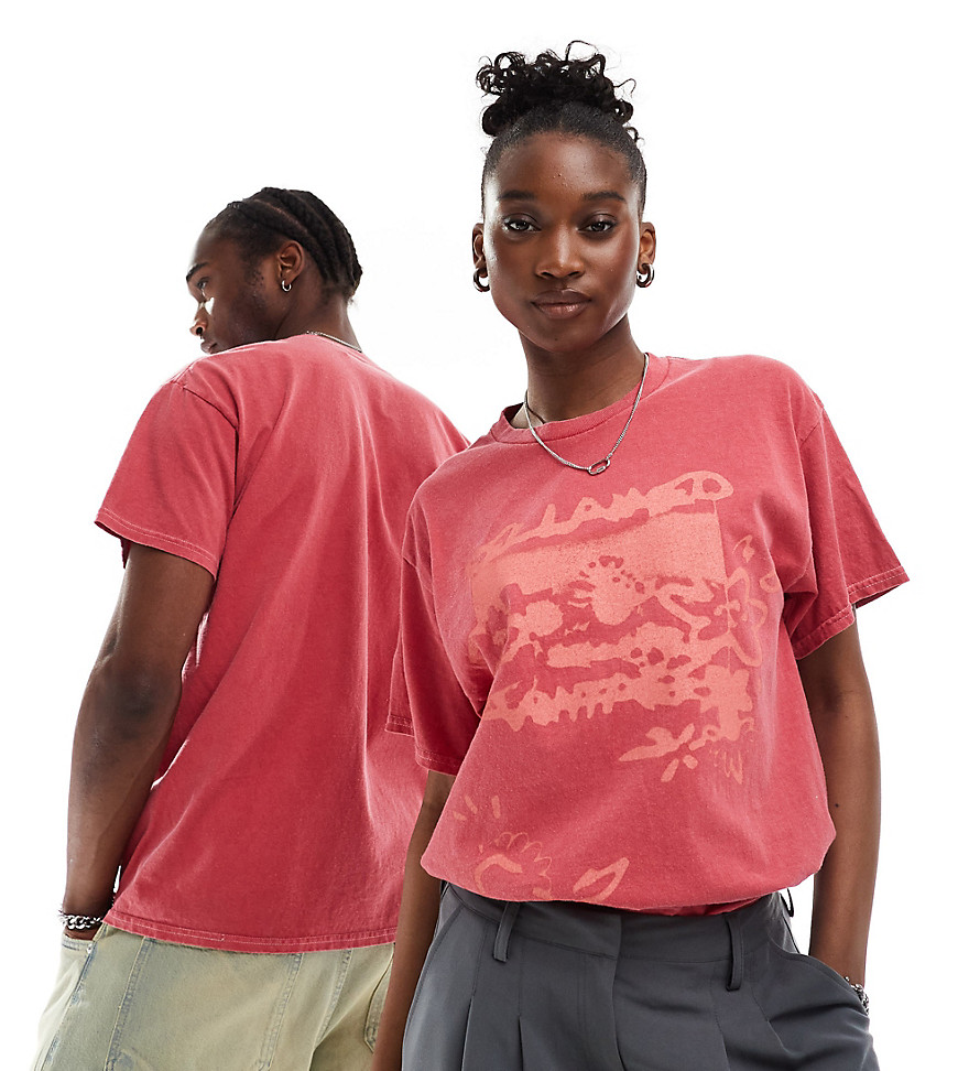 Reclaimed Vintage Unisex Oversized T-shirt With Spray Print Graphic In Red