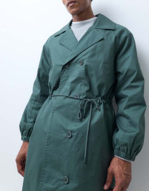 Reclaimed Vintage unisex oversized trench coat with cinched detail in green, 2 of 5