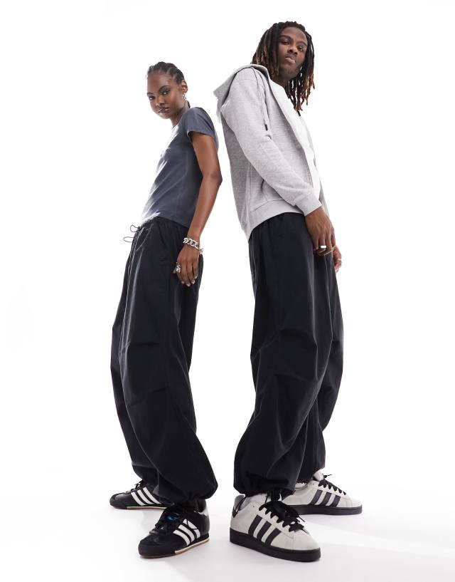 Reclaimed Vintage unisex parachute cargo pants in black