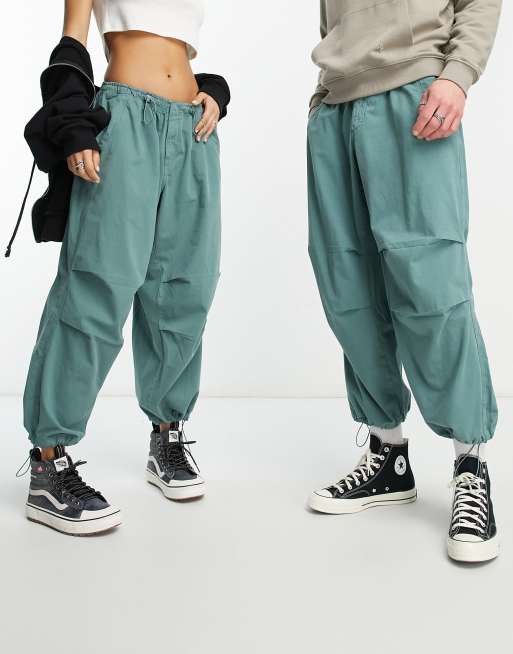 Reclaimed Vintage unisex parachute cargo pants in green