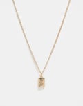 [Reclaimed Vintage] Reclaimed Vintage unisex pendant necklace with checkerboard design in gold One Size gold