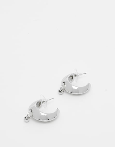 Reclaimed Vintage unisex piercing hoop in silver tone - view 1