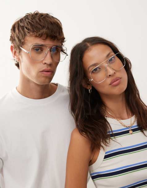 Reclaimed Vintage – Unisex-Pilotensonnenbrille in Silberoptik mit hellblauen Gläsern - view 1