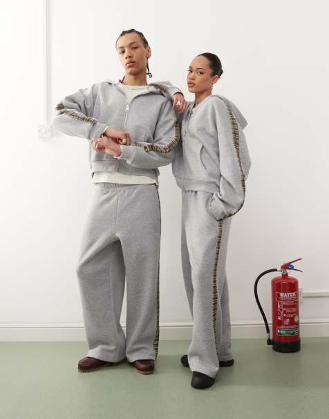 Reclaimed Vintage unisex plaid side set in heather gray - view 1