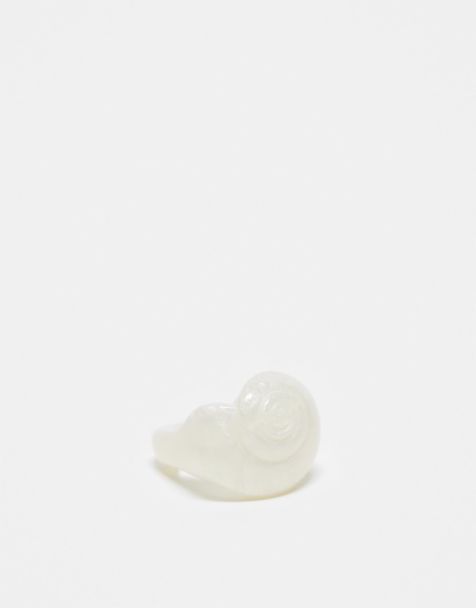 Reclaimed Vintage unisex plastic shell ring in white - view 1