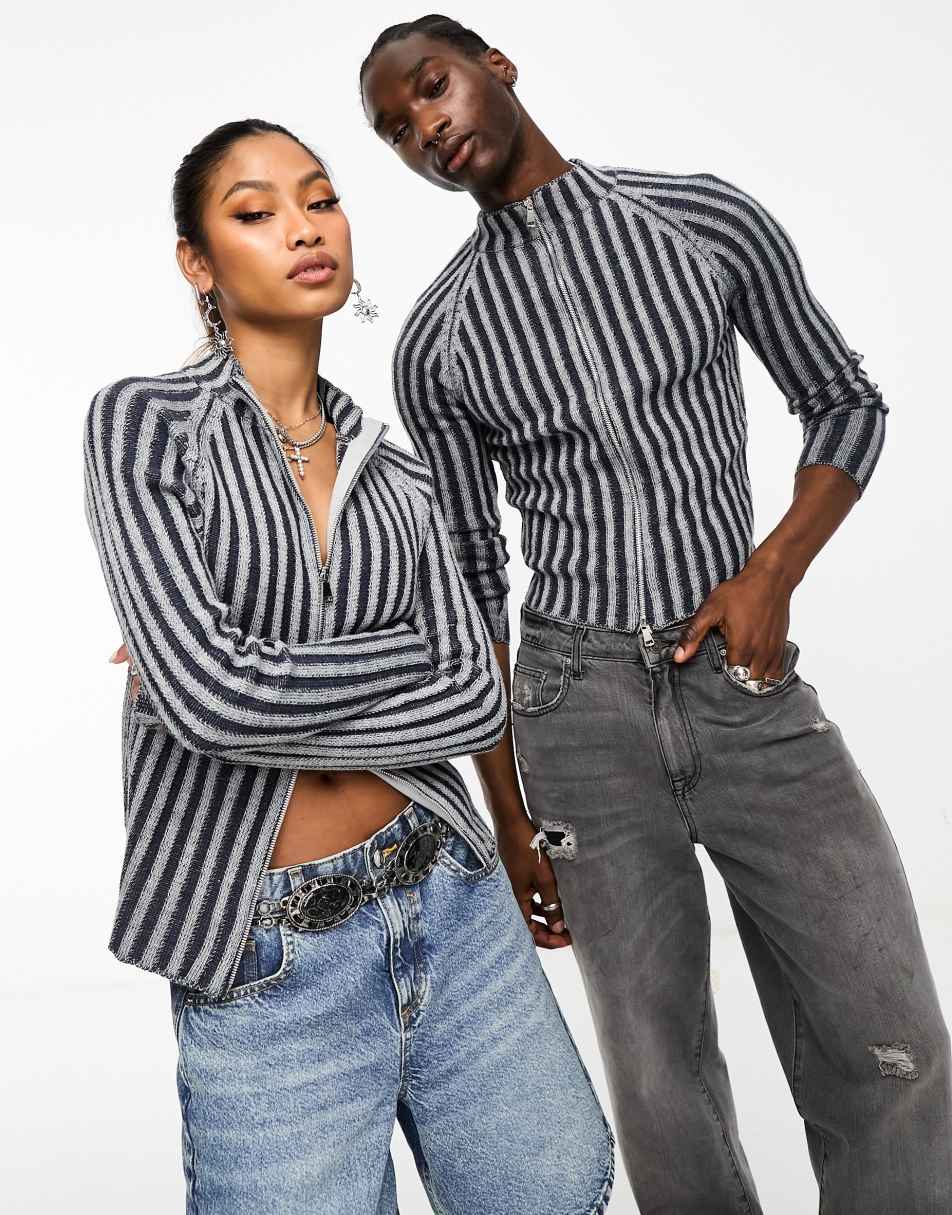 Reclaimed Vintage unisex plated rib knit top in blue