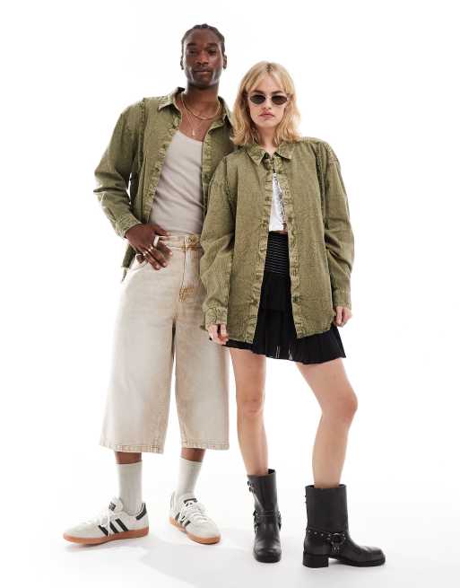 Reclaimed Vintage Unisex – Postrzępiona koszula jeansowa, 3 z 4