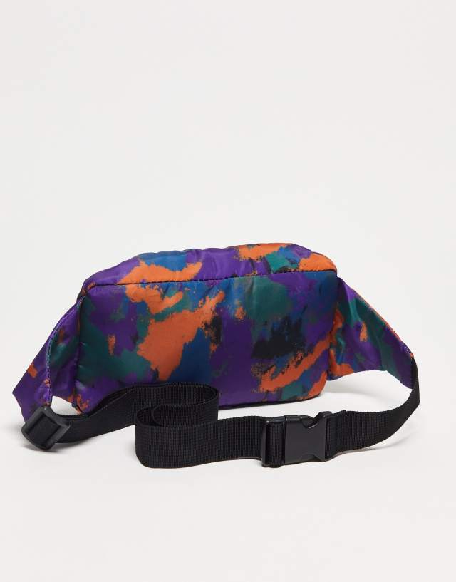 Reclaimed Vintage unisex puffer fanny pack in camo print 0