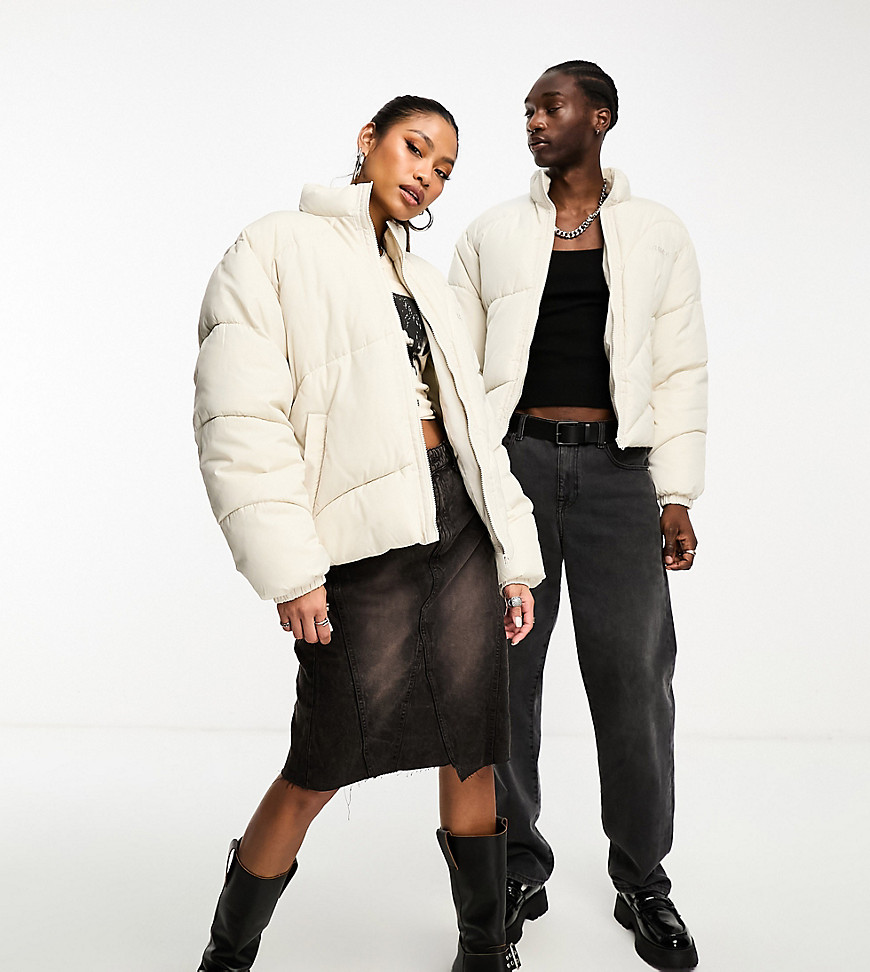 Reclaimed Vintage Unisex Puffer Jacket In Off White