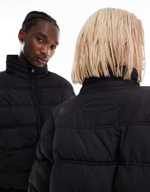 Reclaimed Vintage – Unisex-Pufferjacke in Schwarz mit Reißverschluss, 2 von 4