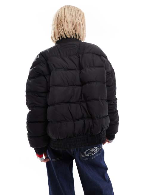 Reclaimed Vintage – Unisex-Pufferjacke in Schwarz mit Reißverschluss, 4 von 4