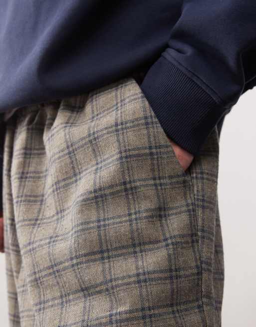 Reclaimed Vintage unisex pull on trouser in grey and blue check, 5 of 5