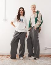 Reclaimed Vintage baggy wide leg trackies in black rib