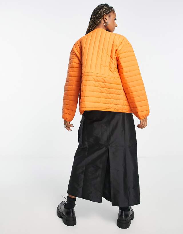 Reclaimed Vintage unisex quilted liner jacket in orange color 0