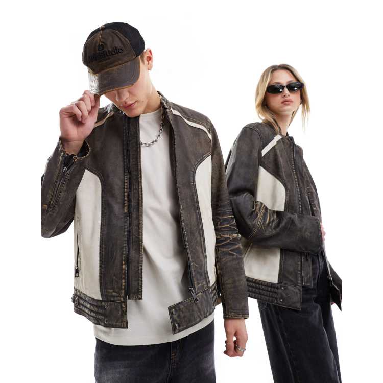 Reclaimed vintage revived leather biker jacket discount