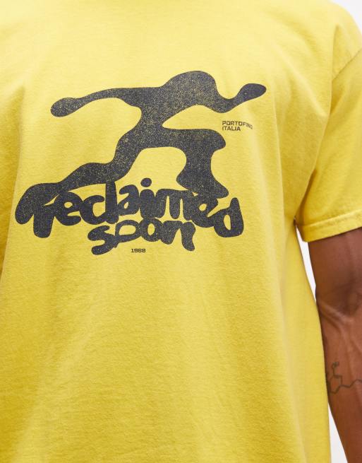 Reclaimed Vintage unisex reclaimed sport graphic tee in yellow, 3 of 4