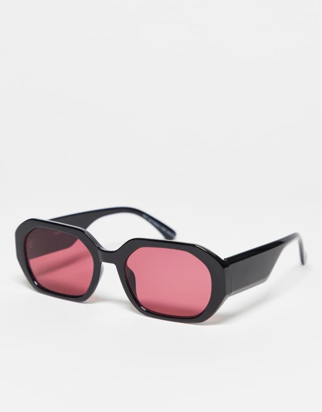 Reclaimed Vintage unisex red lens sunglasses in black