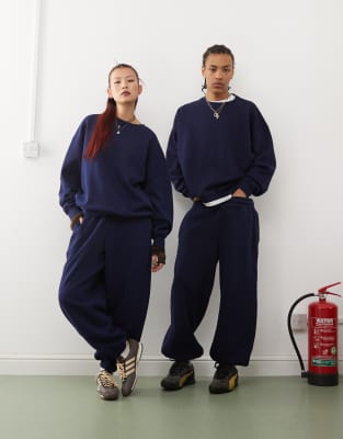 Reclaimed Vintage Unisex Relaxed Sweatpants In Navy-black