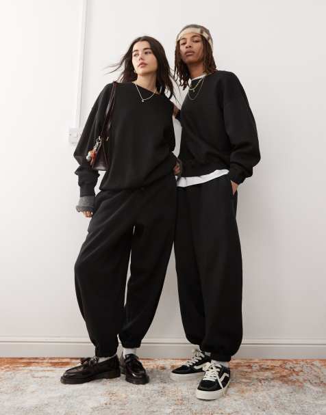 Reclaimed Vintage unisex relaxed trackies in black - view 1