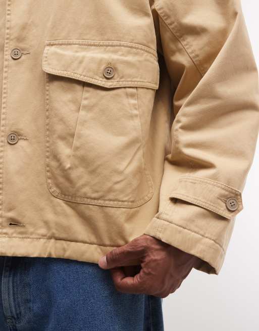 Reclaimed Vintage unisex retro jacket with contrast cord collar in ecru, 2 of 4