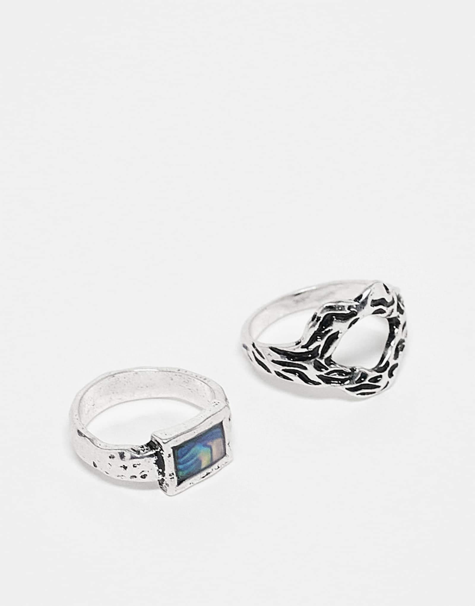 Восстановленное винтажное кольцо унисекс в 2-х упаковках из расплавленного серебра