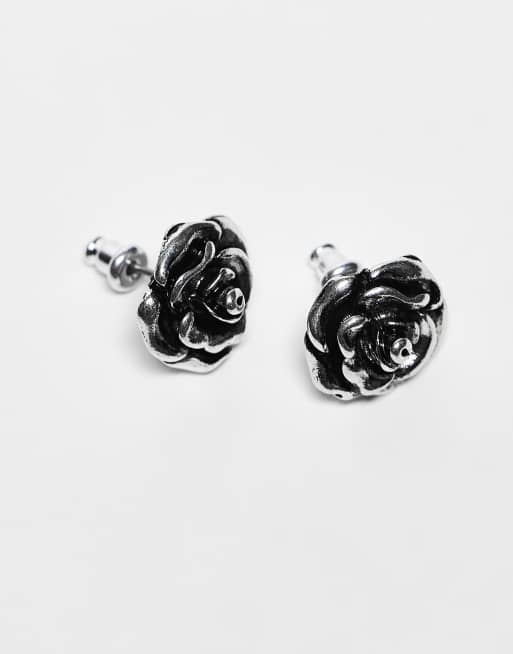 Reclaimed Vintage – Unisex-Ring in polierter Silberoptik im Rosendesign
