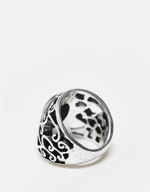 Reclaimed Vintage – Unisex – Ring in Silberoptik mit Durchbrucharbeit, 3 von 3