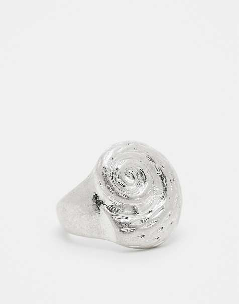 Reclaimed Vintage – Unisex-Ring in Silberoptik mit Muschel-Design - view 1
