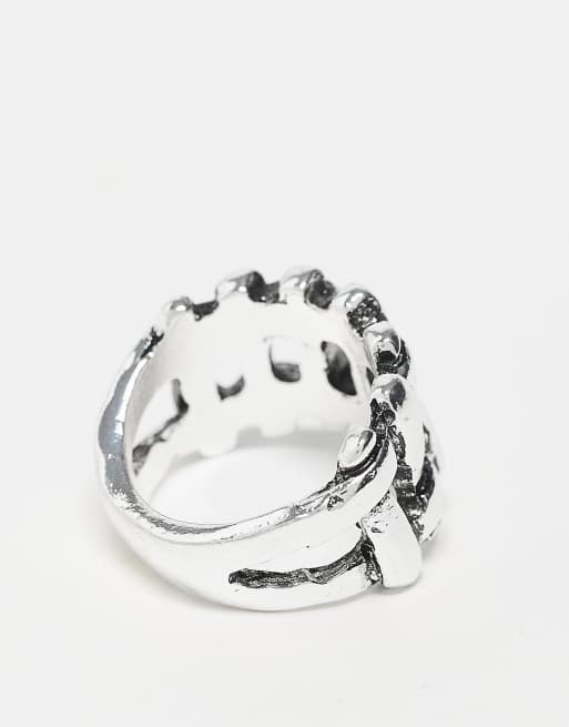 Reclaimed Vintage - Unisex ring met geweven structuur in gepolijst zilver, 3 van 3