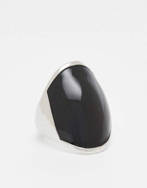 Reclaimed Vintage unisex ring with faux stone in silver - view 1