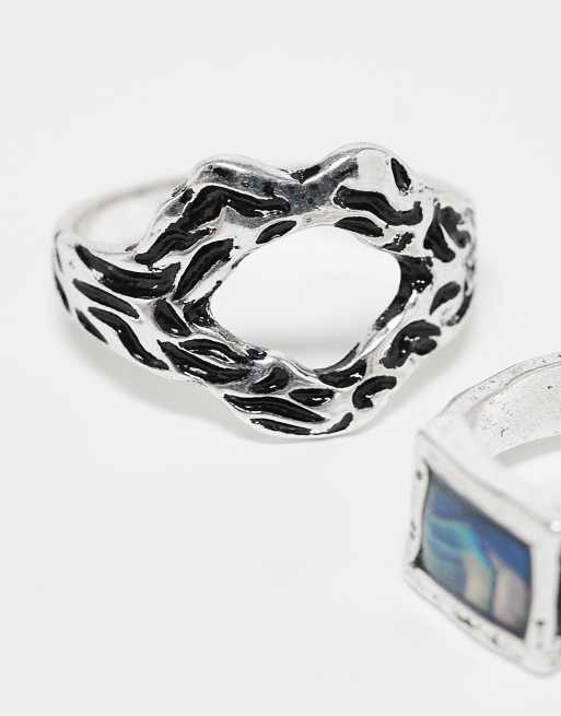 Reclaimed Vintage - Unisex ringenset in gesmolten zilver, 4 van 4