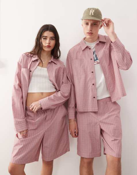 Reclaimed Vintage – Unisex – Rödrutigt set med boxig passform - view 1