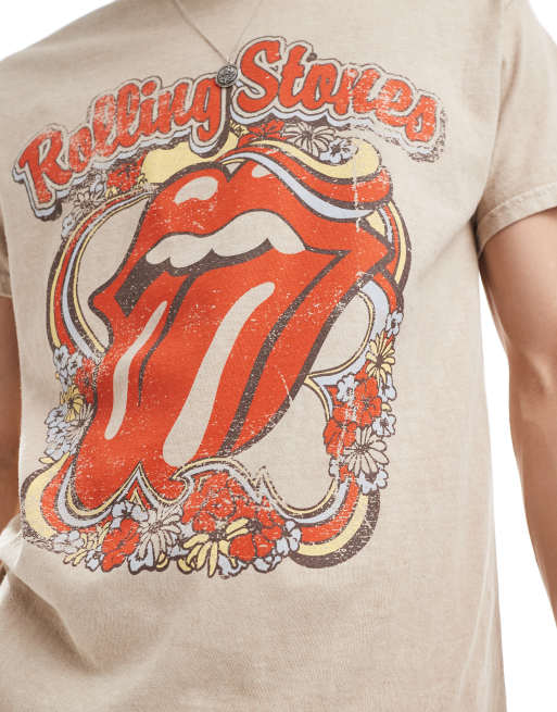 Reclaimed Vintage unisex Rolling Stones licensed t shirt in washed stone ASOS