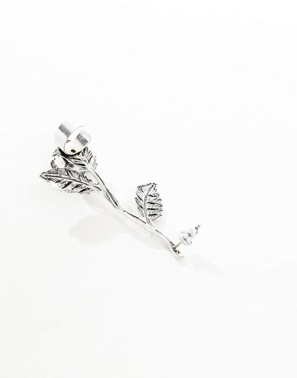 Reclaimed Vintage unisex rose ear cuff in silver 1
