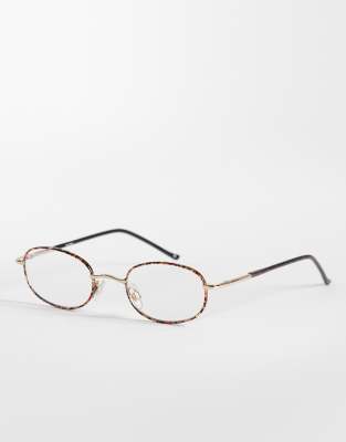 Reclaimed Vintage Reclaimed Vintage unisex round blue light librarian glasses in multi